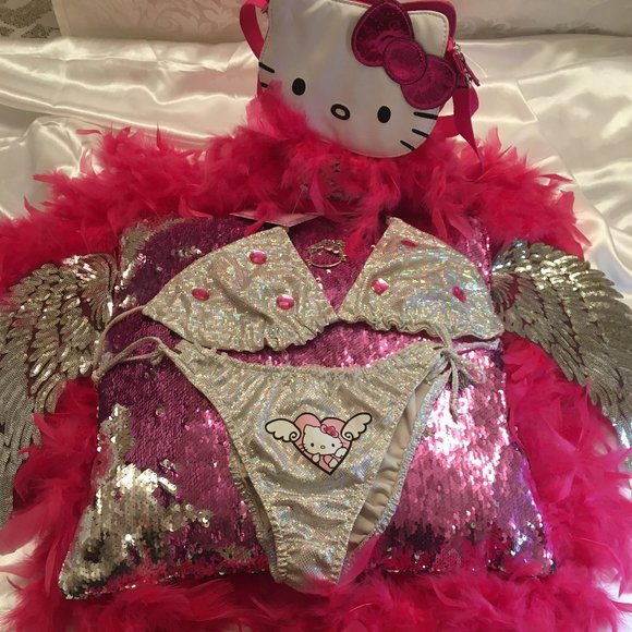 no brand Other - AMAZING vintage custom hollagram hello kitty string bikini and necklace set